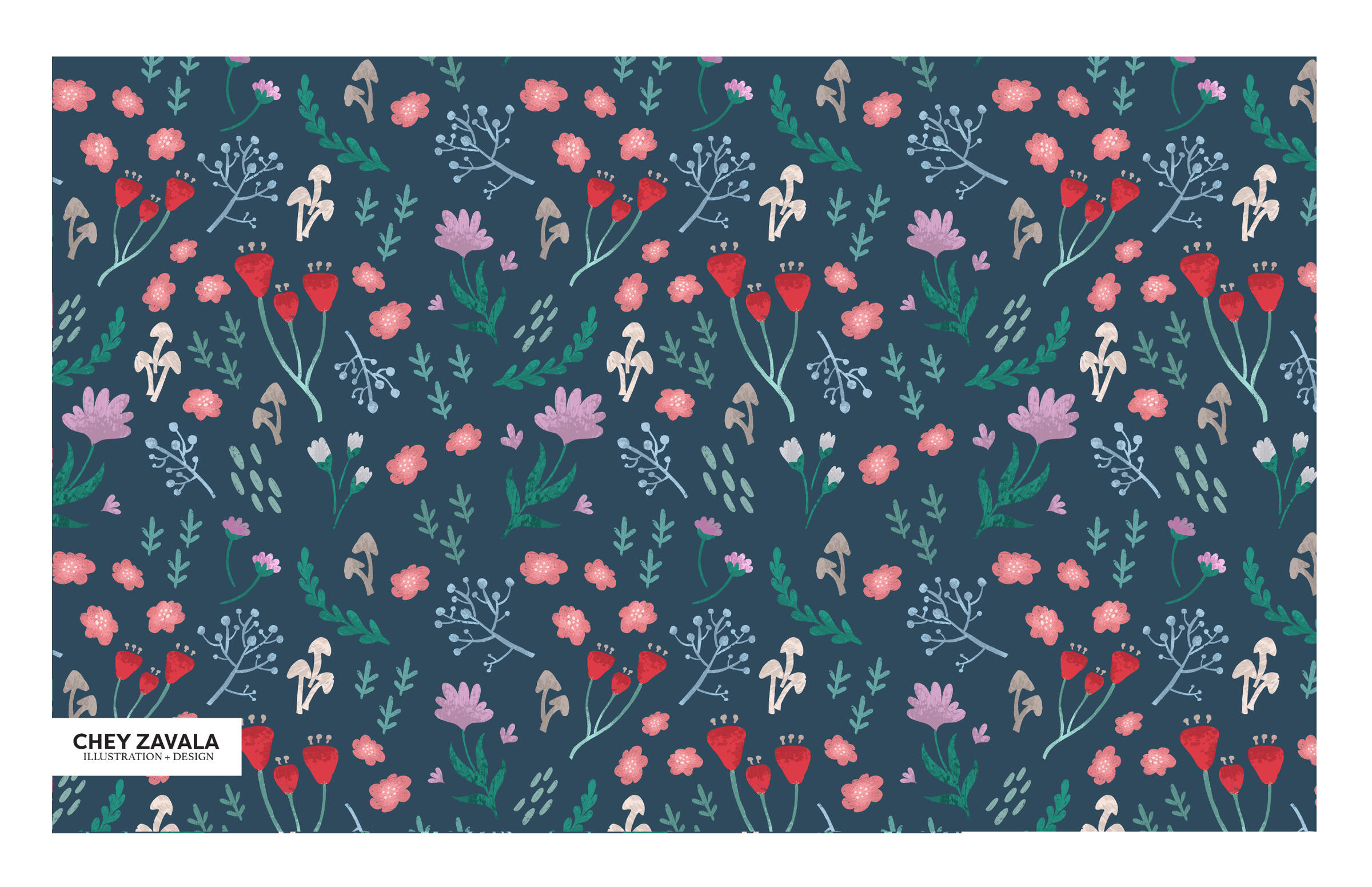 Woodland meets garden in this whimsical botanical print.