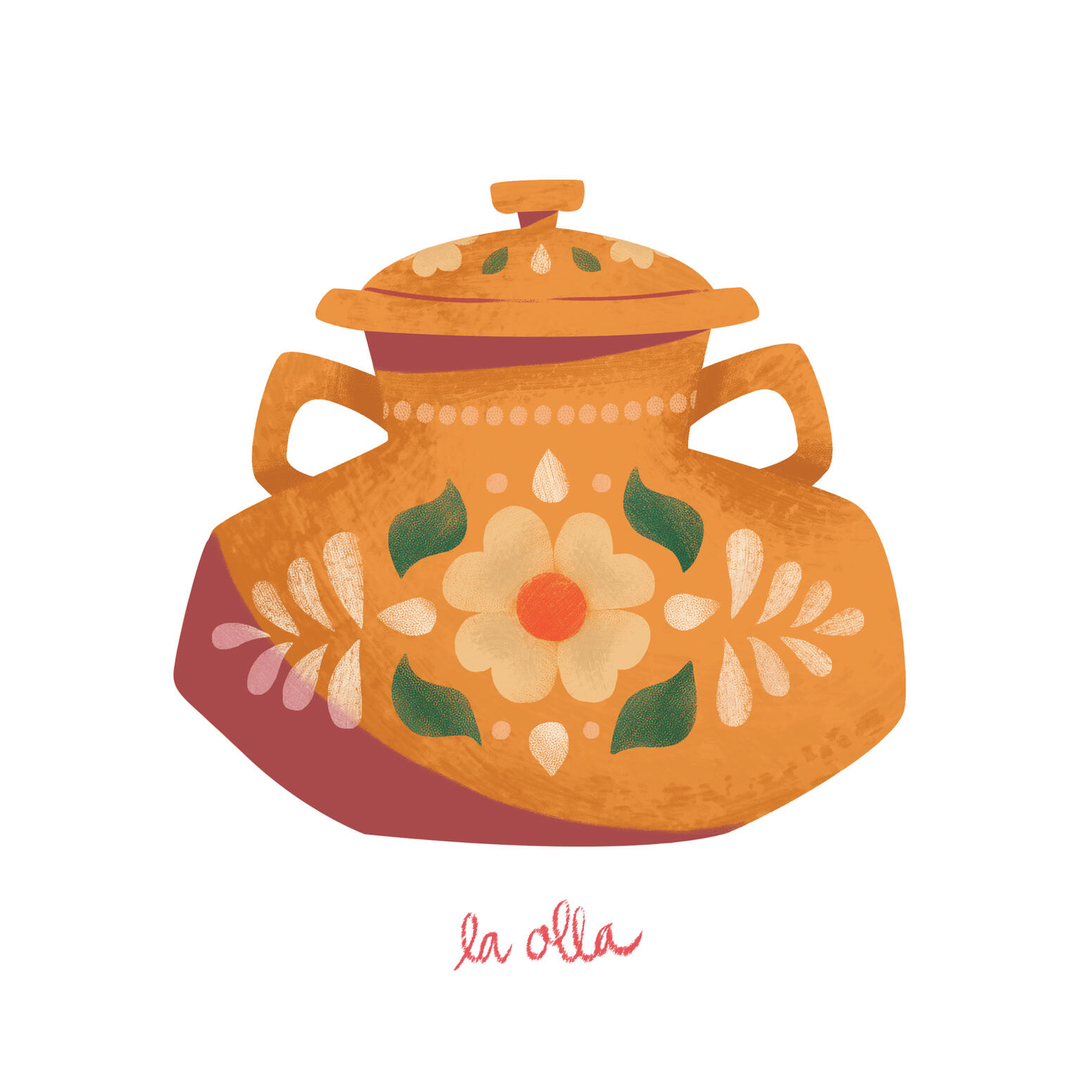La Olla, a spot illustration featuring a traditional Mexican pot.
